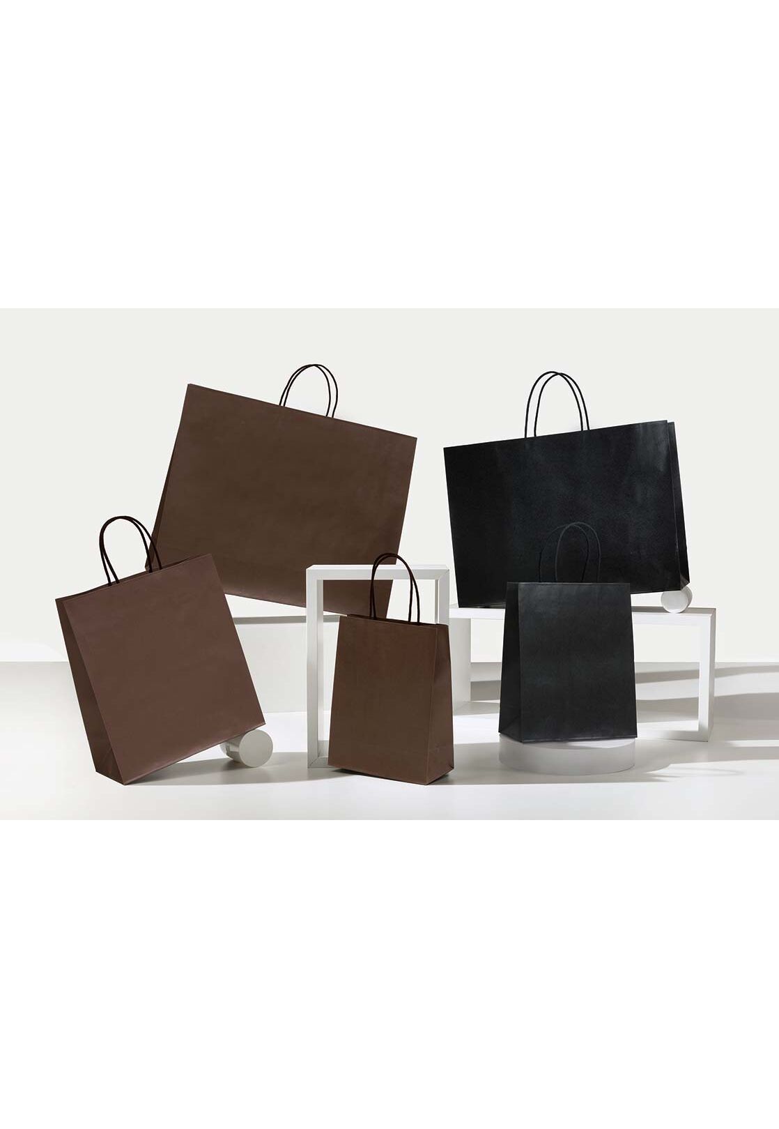 Shopper in Carta Lusso Caffè con Maniglia in Cotone