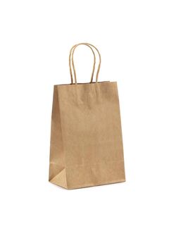 Shopper in Carta Kraft Avana con Maniglia Intrecciata