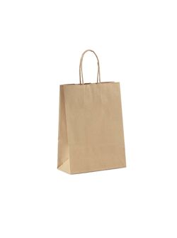 shopper in carta kraft colore avana con maniglia intrecciata