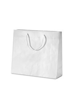 shopper in carta sealing colore bianco e maniglie in cotone