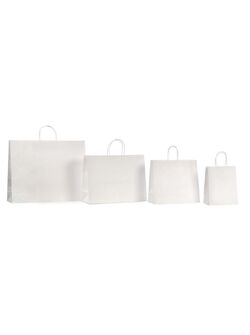 borse in carta lusso colore bianco con manici in cordino di cotone bianchi