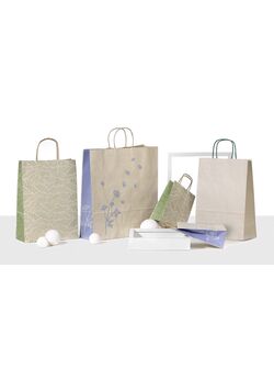 shopper in carta erba totalmente ricilata nelle 3 varianti colore
