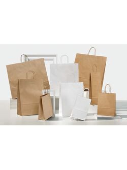 borse in carta kraft con maniglie intrecciate