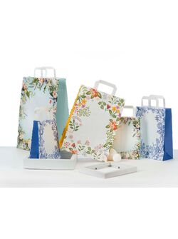 shopper carta tema fiori con maniglie piatte