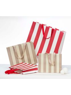 borse in carta lusso a righe con manici in grosgrain