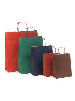 shopper in carta sealing in colori assortiti con maniglie intrecciate