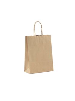 shopper in carta kraft colore avana e maniglie intrecciate