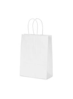 shopper in carta kraft bianca con maniglie intrecciate