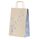 shopper in carta erba riciclata con maniglia intrecciata grafica fiori azzurri e soffietto laterale azzurro