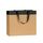 shopper in carta avana con striscia nera e maniglia in grosgrain in nero