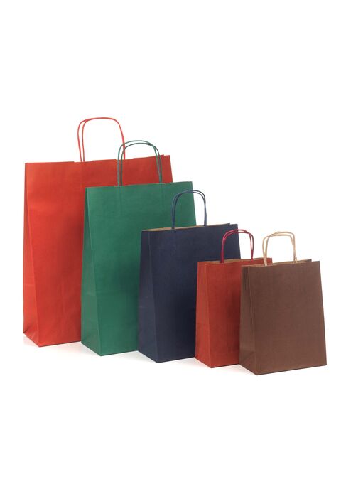 shopper in carta sealing in colori assortiti con maniglie intrecciate