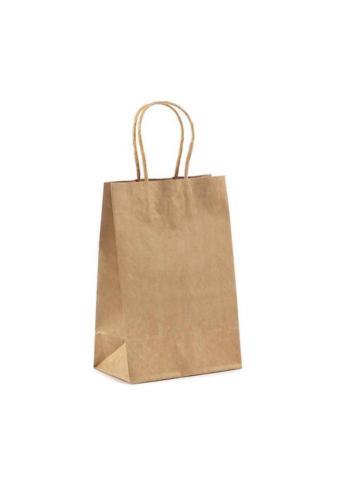 Shopper in Carta Kraft Avana con Maniglia Intrecciata