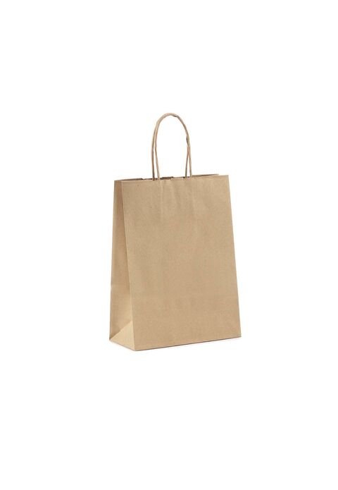 shopper in carta kraft colore avana e maniglie intrecciate