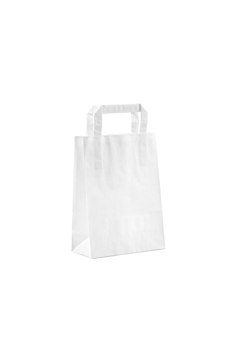 shopper carta kraft bianca con maniglia piatta