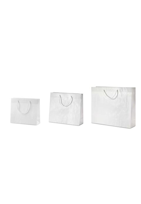borse in carta sealing bianche con manici in cotone