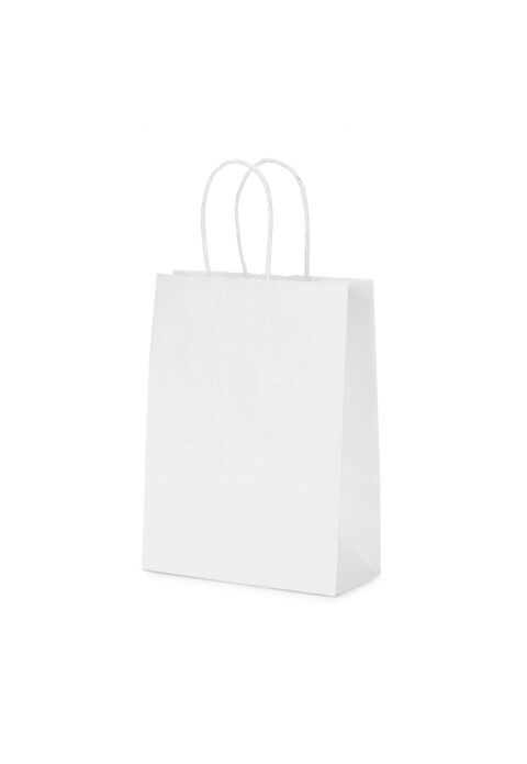 shopper in carta kraft bianca con maniglie intrecciate