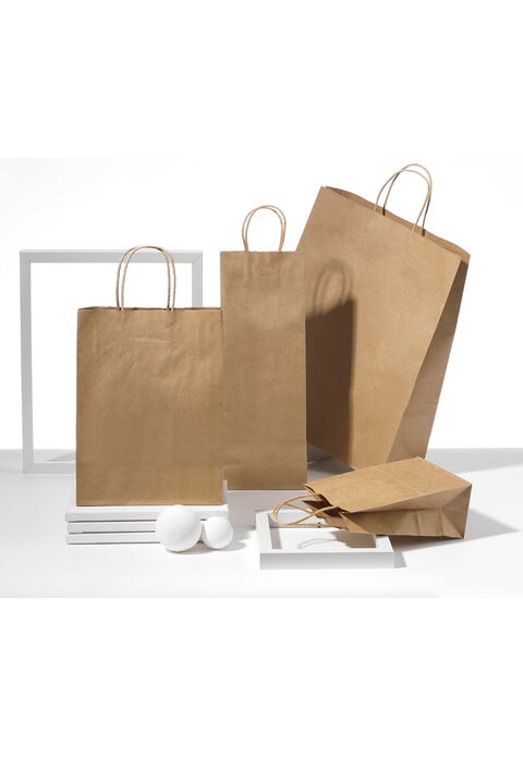 shopper in carta avana con maniglie intrecciate
