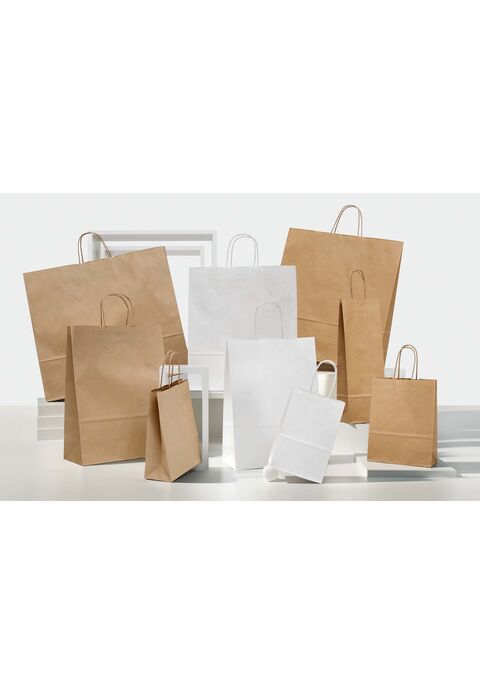 borse shopper in carta sealing colore bianco e avana
