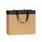 shopper in carta colore avana con striscia colore nero e maniglia in grosgrain nera