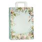 shopper in carta colorata a fantasia fiori con soffietto coloato e maniglia piatta