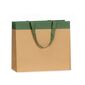 shopper in carta lusso avana con striscia verde e maniglia in grosgrain verde
