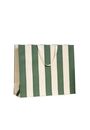 Shopper Carta Stripes Verde con Maniglia in Grosgrain