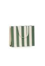 Shopper Carta Stripes Verde con Maniglia in Grosgrain