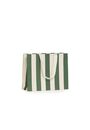 Shopper Carta Stripes Verde con Maniglia in Grosgrain
