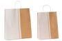 shopper in carta avana e bianco con micropois e maniglia intrecciata