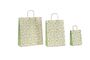 shopper carta erba riciclata al 100% fantasia salvia verde con maniglie intrecciate