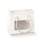 shopper in carta bianca con finestra trasparente e manici in cotone